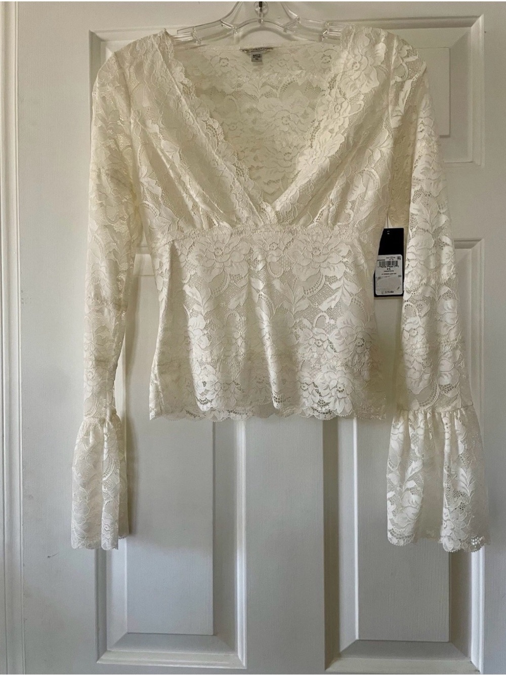 NWT $79 Guess Ivory Lace Blouse, XS, coquette, cottagecore, romantic